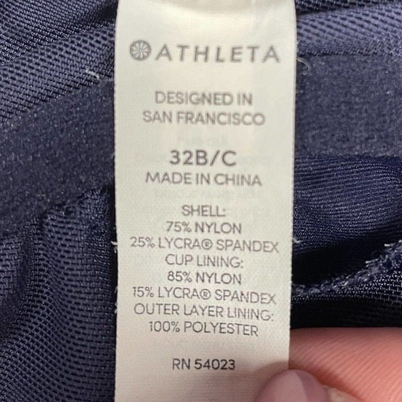 Athleta Bra Cup Wrap Halter Bikini Top Size 32B/C Dress Blue Beach Swim - Picture 7 of 9